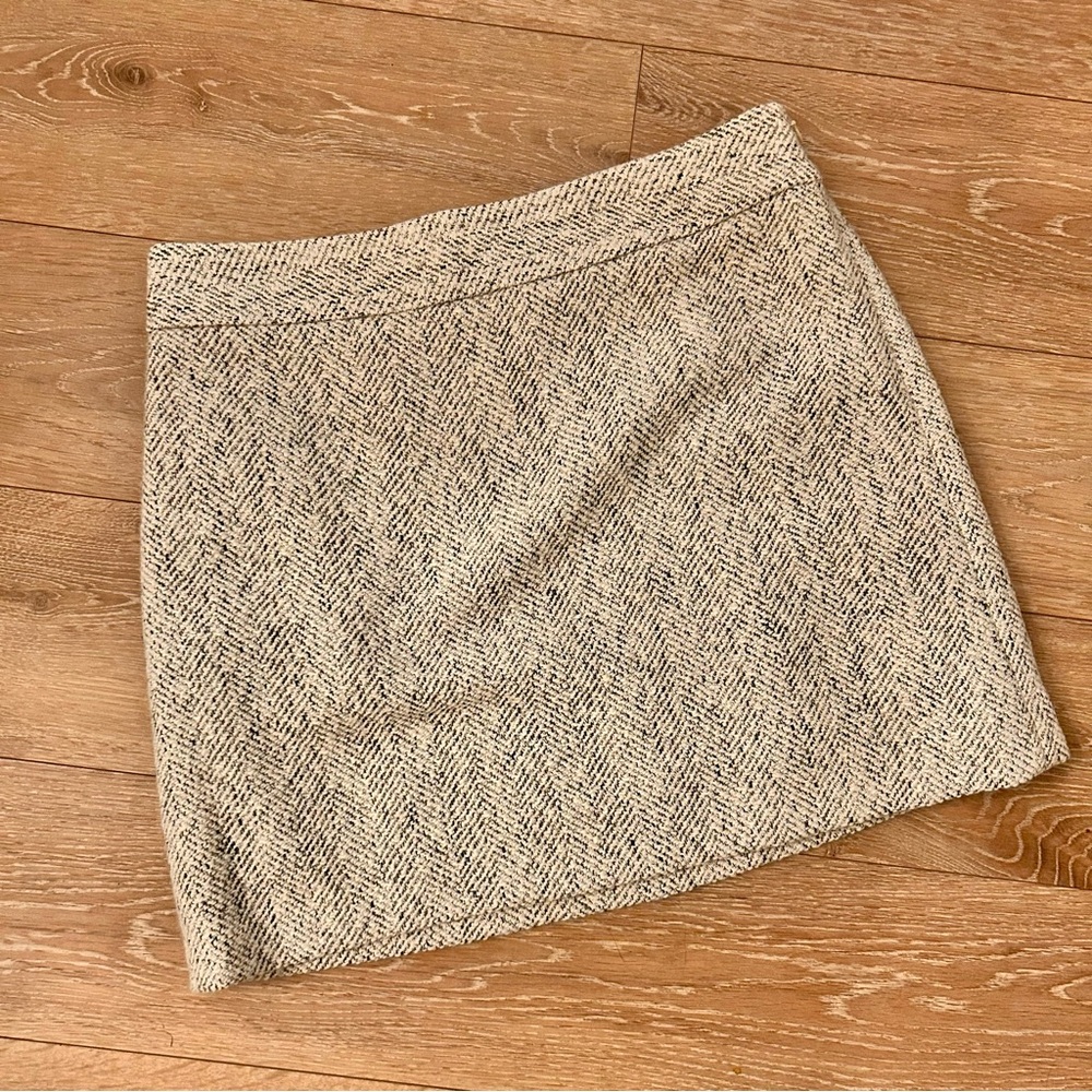 The Limited Grey Wool Blend Herringbone Mini Skirt